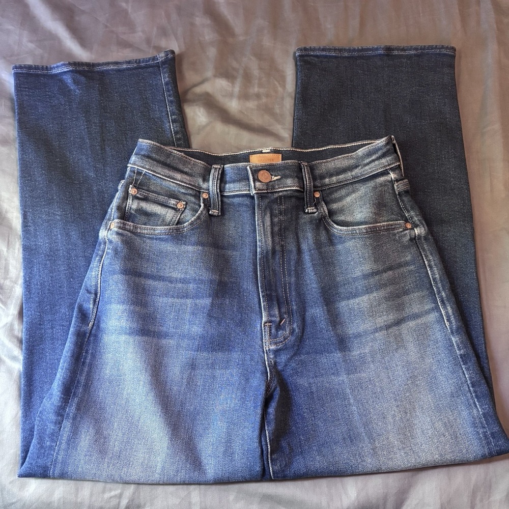NWOT MOTHER Denim Rambler Zip Flood Jean 28 Nip It In The Bud High Rise Wide Leg